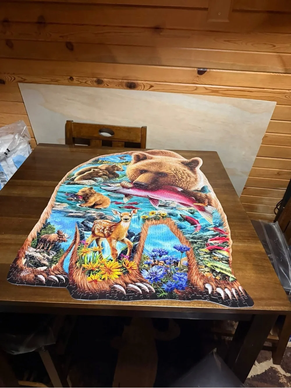 SunOut A Bear in the Woods Shaped Jigsaw Puzzle - Brown